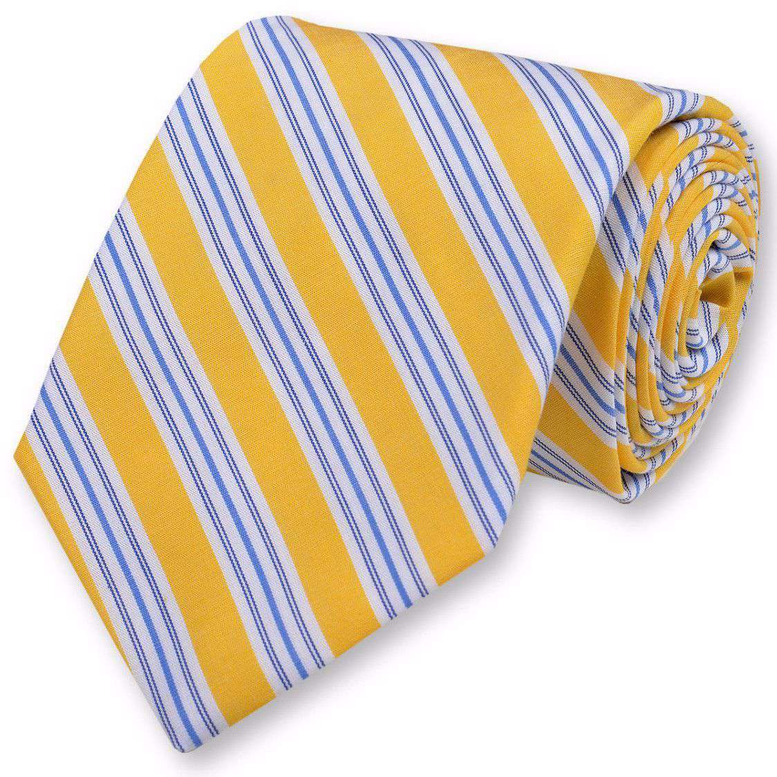 Spinnaker Stripe Necktie in Yellow by High Cotton - Country Club Prep