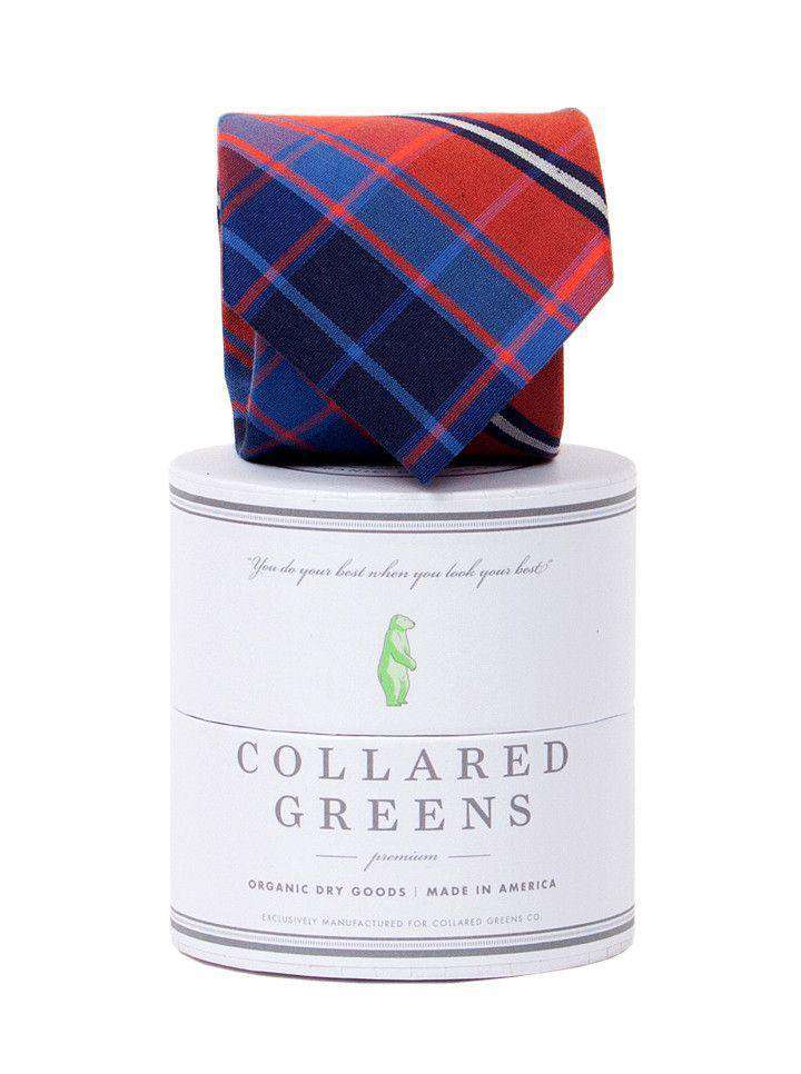 Spyglass Plaid Tie in Red and Blue by Collared Greens - Country Club Prep