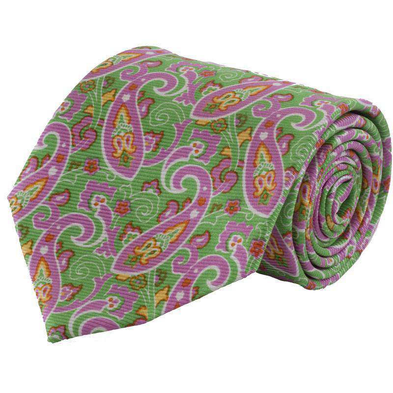 Summer Paisley Tie in Green and Pink by Southern Proper - Country Club Prep