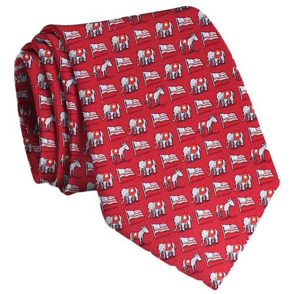 Surprise Party Neck Tie in Red by Bird Dog Bay - Country Club Prep