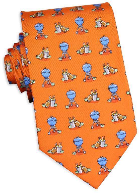 Tailgate Tie in Orange by Bird Dog Bay - Country Club Prep