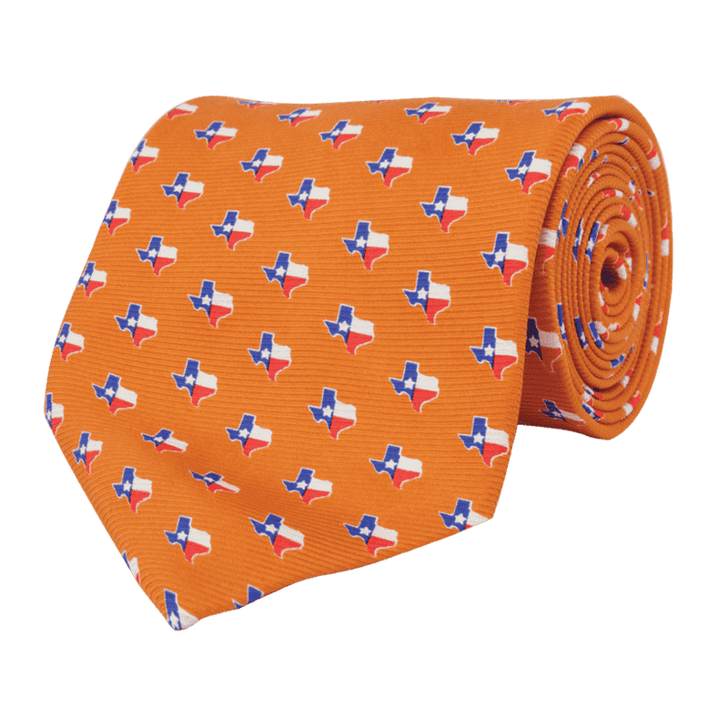 Texas Traditional Tie in Orange by State Traditions and Southern Proper - Country Club Prep