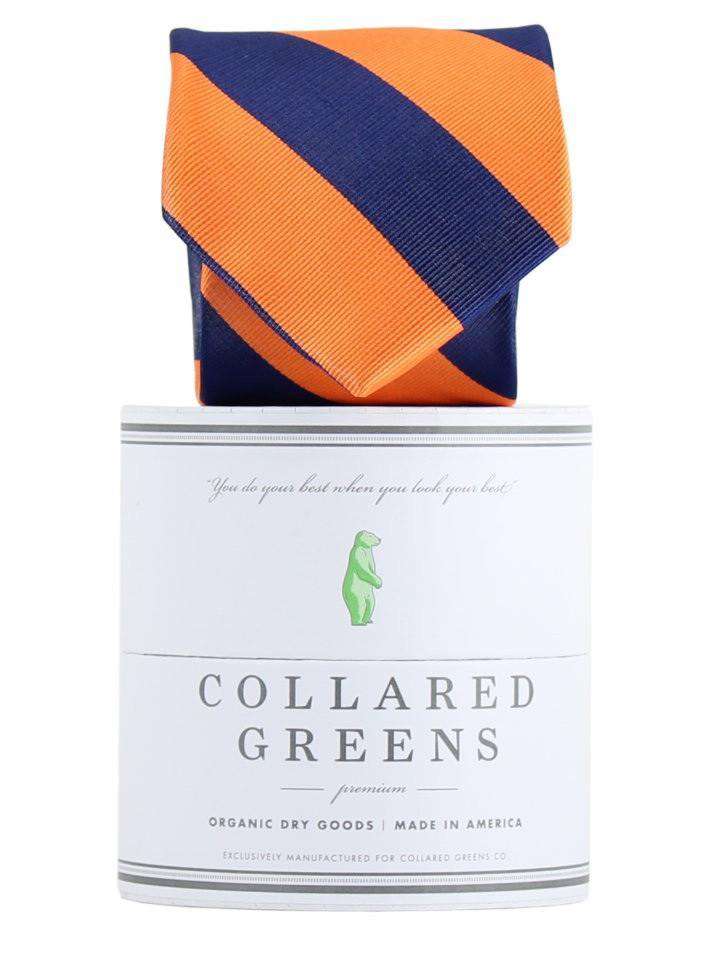 The Benthaven Tie in Orange/Navy by Collared Greens - Country Club Prep