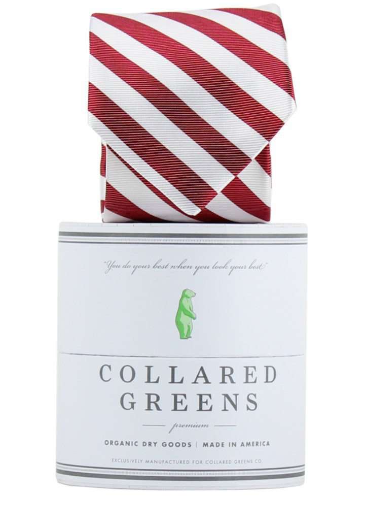 The Collegiate Tie in Crimson/White by Collared Greens - Country Club Prep