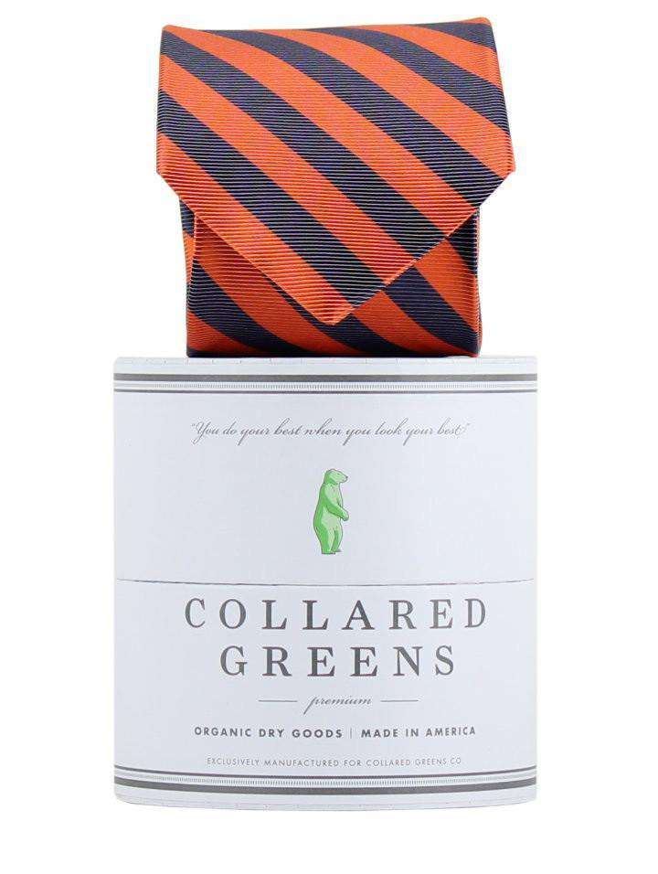 The Collegiate Tie in Orange/Navy by Collared Greens - Country Club Prep