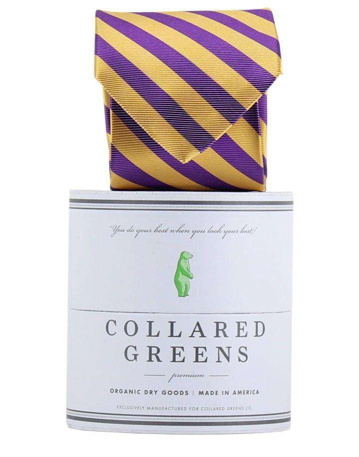 The Collegiate Tie in Purple/Gold by Collared Greens - Country Club Prep