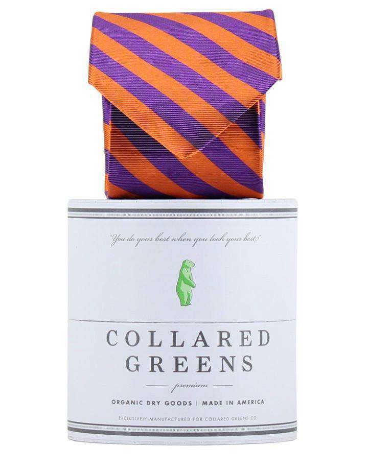 The Collegiate Tie in Purple/Orange by Collared Greens - Country Club Prep