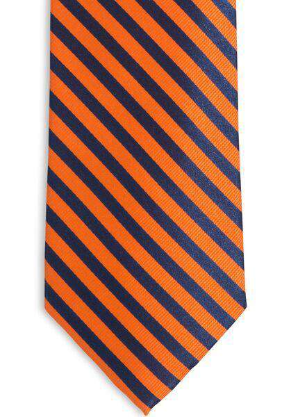 The Gameday Stripe Tie in Endzone Orange by Southern Tide - Country Club Prep