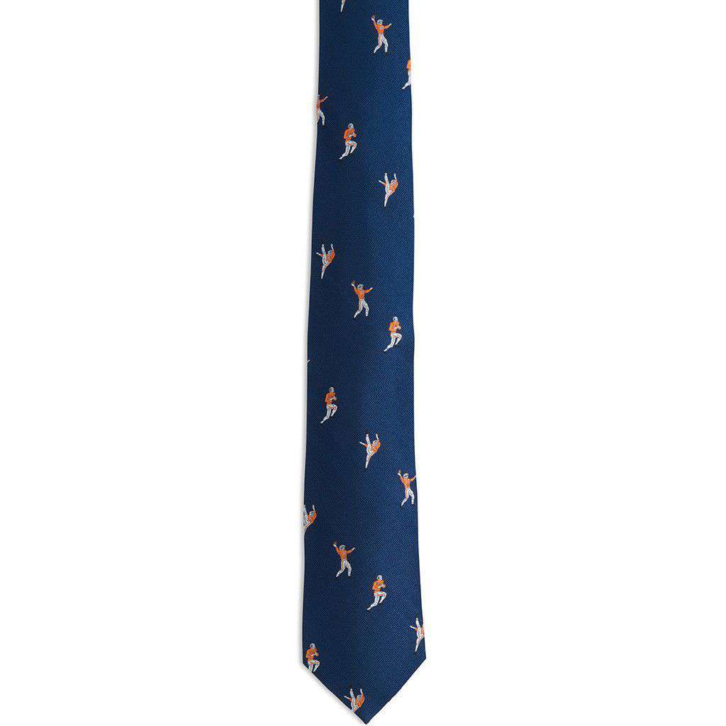 The Hangtime Tie in Navy with Endzone Orange by Southern Tide - Country Club Prep