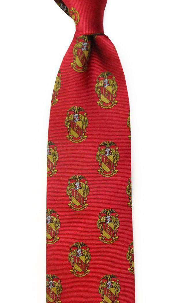 Theta Chi Neck Tie in Red by Dogwood Black - Country Club Prep