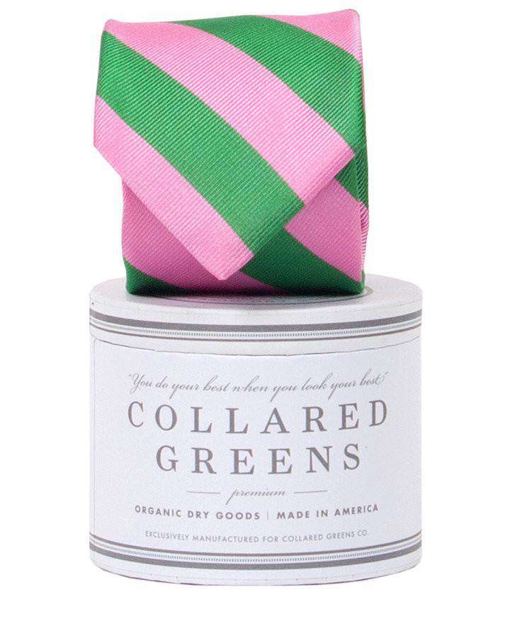 Torrey Tie in Green and Pink by Collared Greens - Country Club Prep