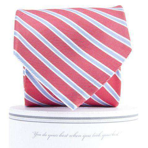 Whitman Tie in Salmon Red & Carolina Blue by Collared Greens - Country Club Prep
