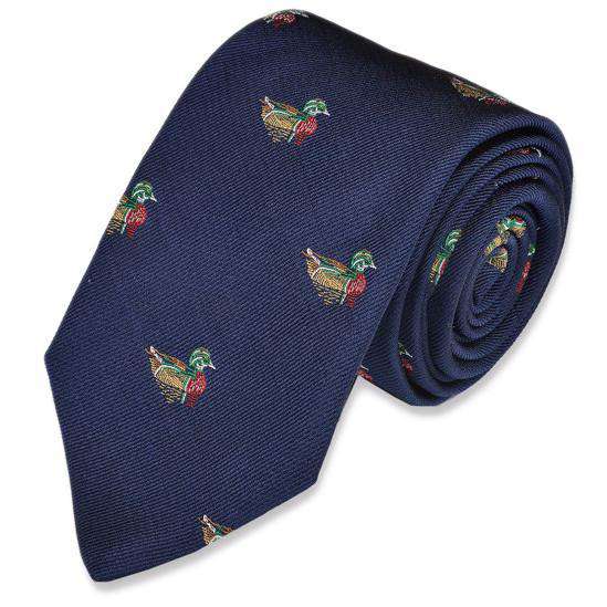 Wood Duck Necktie in Navy by High Cotton - Country Club Prep