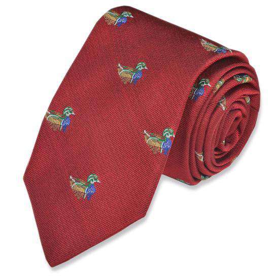 Wood Duck Necktie in Red by High Cotton - Country Club Prep
