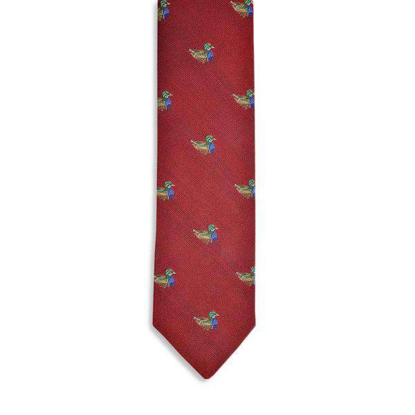 Wood Duck Necktie in Red by High Cotton - Country Club Prep