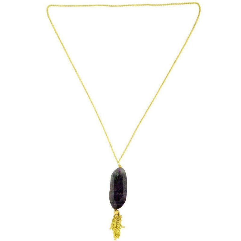 Agate Tassle Stone Necklace in Deep Purple by Bourbon & Boweties - Country Club Prep