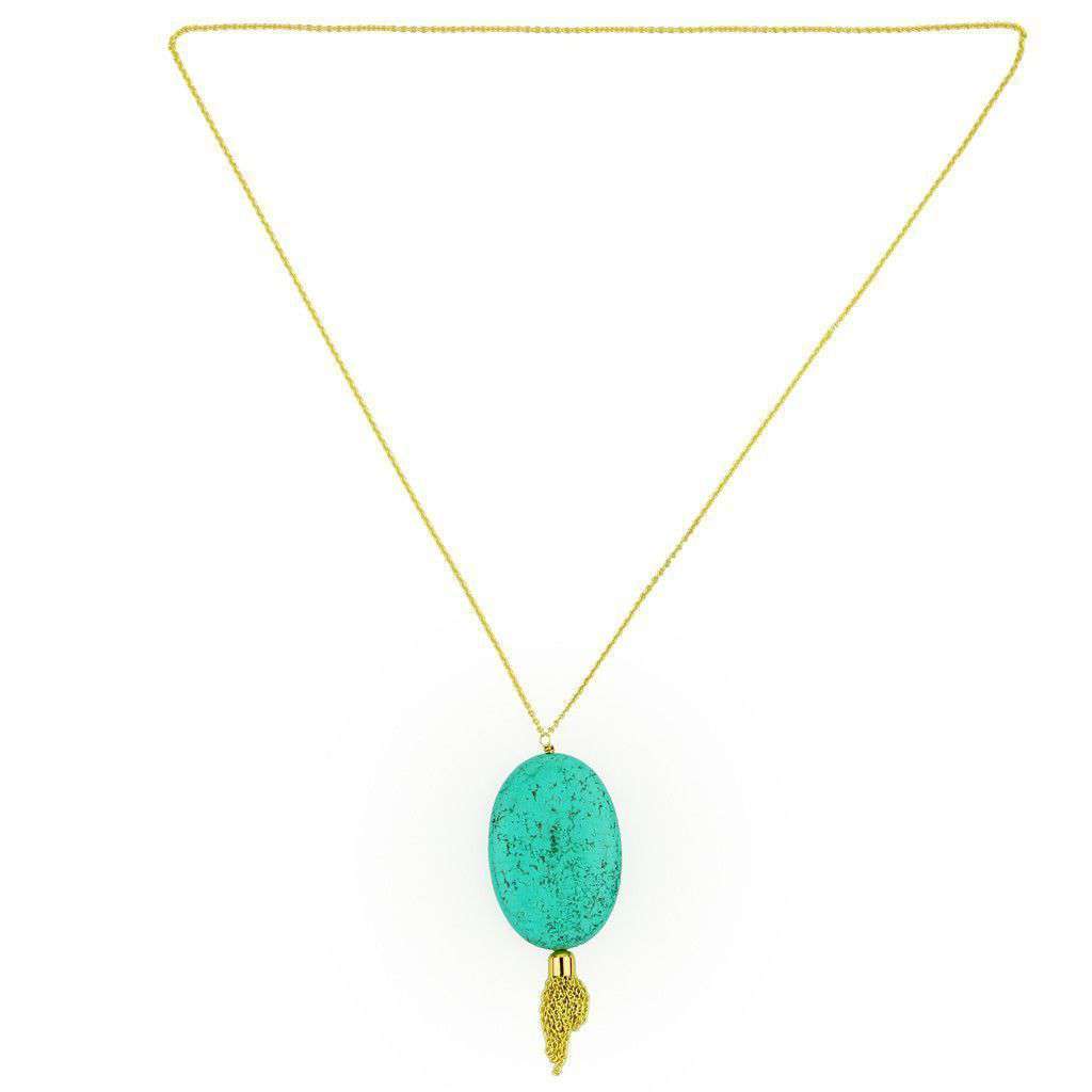 Agate Tassle Stone Necklace in Turquoise by Bourbon & Boweties - Country Club Prep
