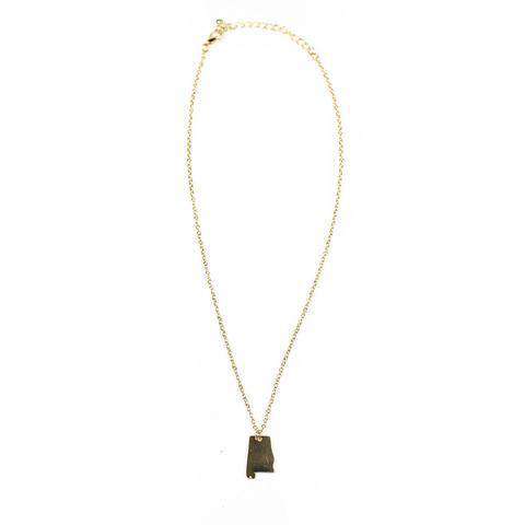 Alabama State Pendant Necklace in Gold by Country Club Prep - Country Club Prep