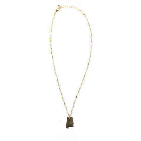 Alabama State Pendant Necklace in Gold by Country Club Prep - Country Club Prep