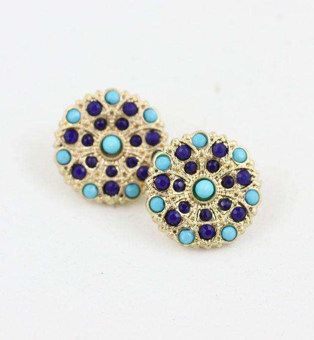 Carnival Stud Earring in Blue by Caroline Hill - Country Club Prep