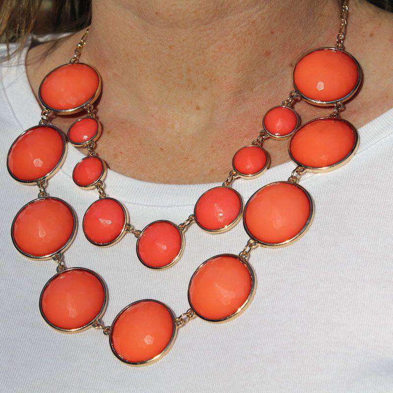 Claudia Double Strand Circular Bead Necklace in Coral by Caroline Hill - Country Club Prep