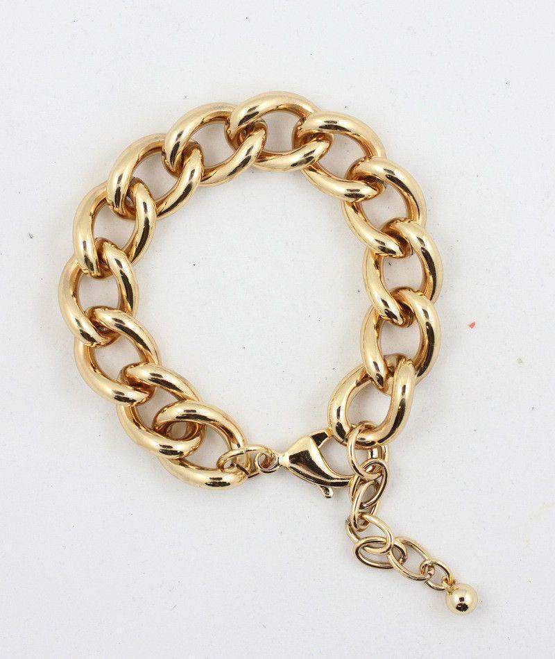 Curved Link Bracelet in Gold by Caroline Hill - Country Club Prep