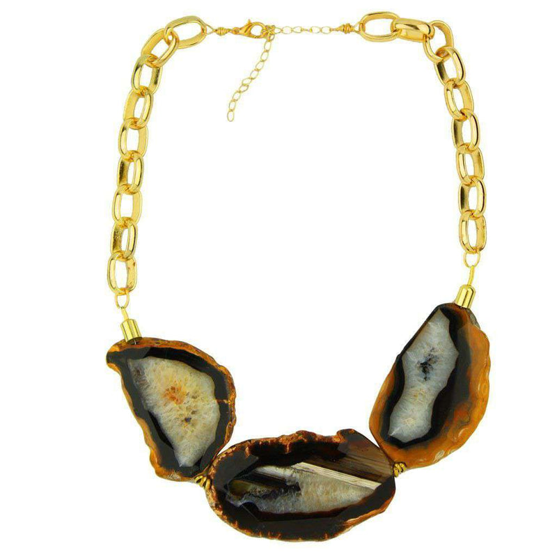 Dawn Agate Stone Necklace in Black by Bourbon & Boweties - Country Club Prep