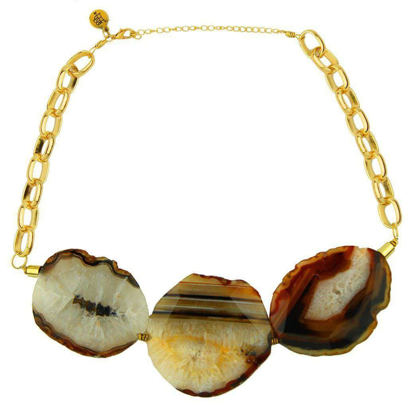 Dawn Agate Stone Necklace in Brown by Bourbon & Boweties - Country Club Prep