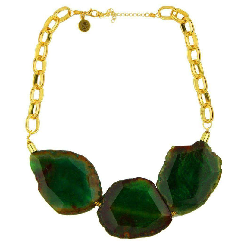 Dawn Agate Stone Necklace in Green by Bourbon & Boweties - Country Club Prep