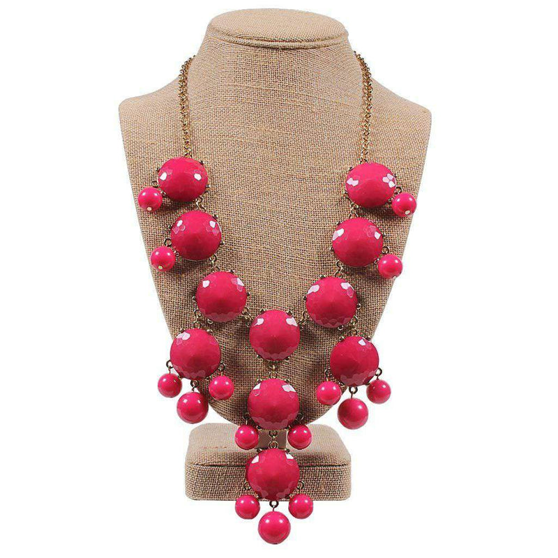 Double Drop Statement Necklace in Pink by Caroline Hill - Country Club Prep