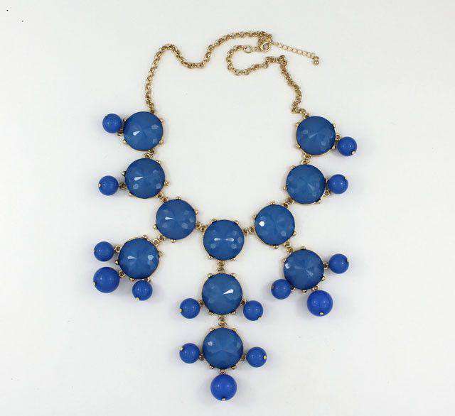 Double Drop Statement Necklace in Powder Blue by Caroline Hill - Country Club Prep