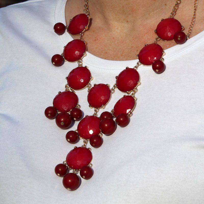 Double Drop Statement Necklace in Red by Caroline Hill - Country Club Prep