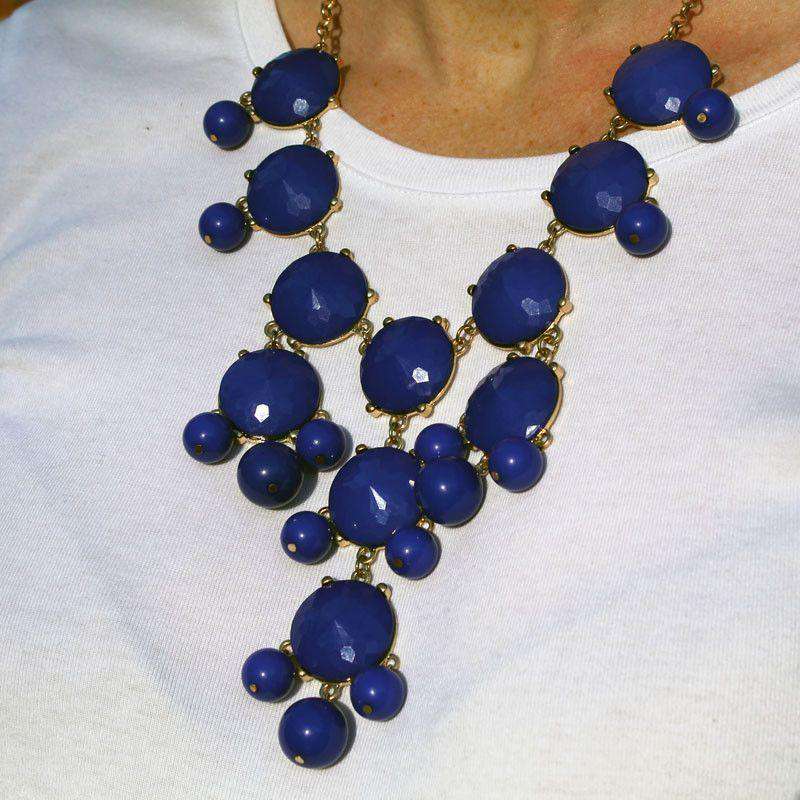 Double Drop Statement Necklace in Royal Blue by Caroline HIll - Country Club Prep