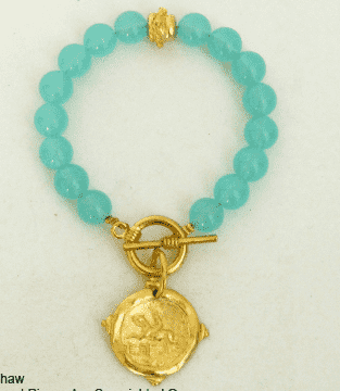 Equestrian Bracelet in Aqua by Susan Shaw - Country Club Prep