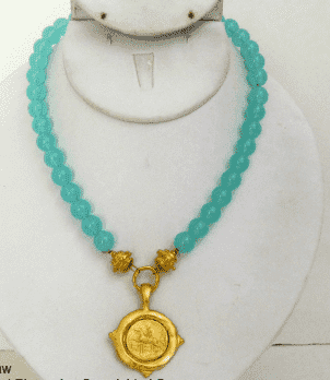Equestrian Necklace in Aqua by Susan Shaw - Country Club Prep