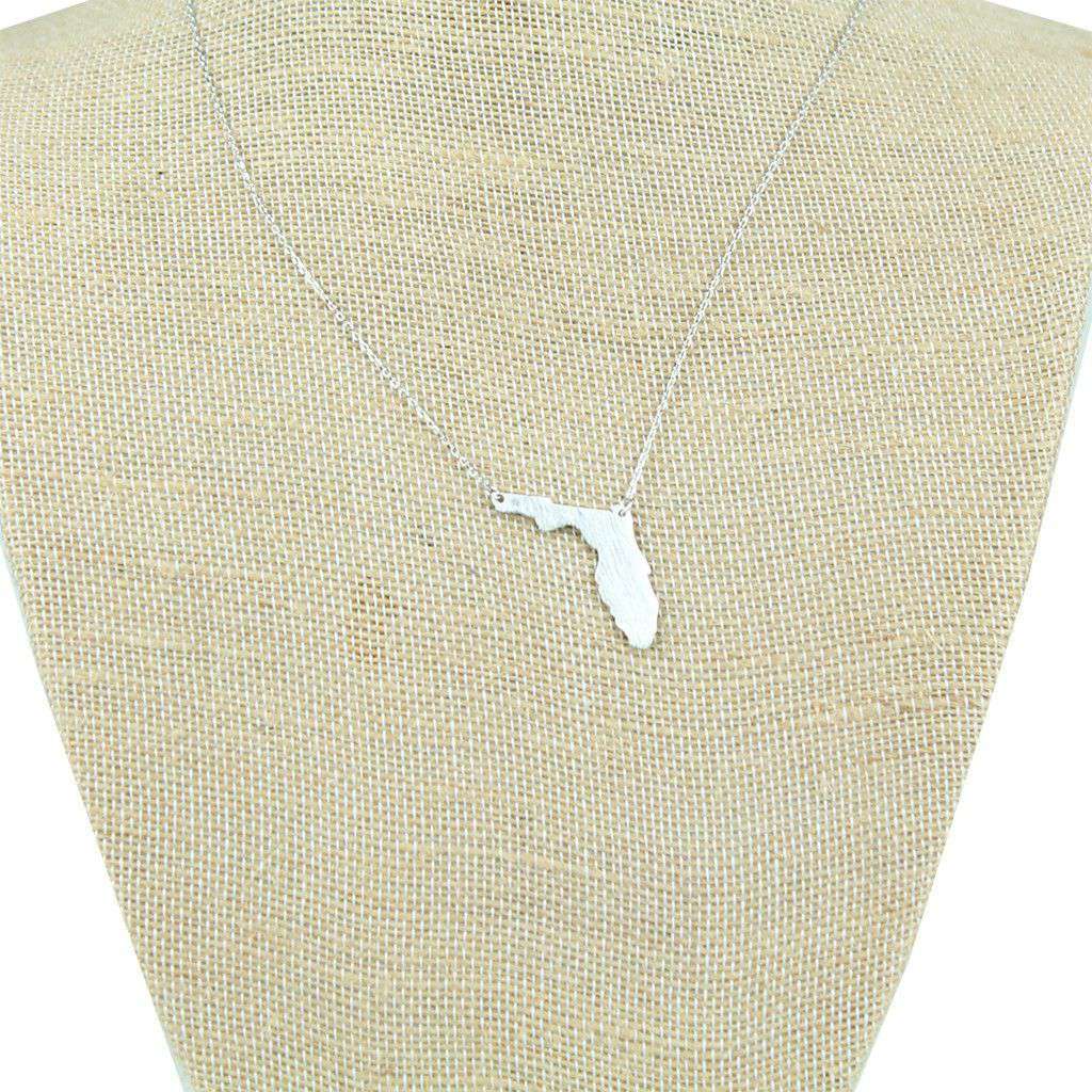 Florida State Pendant Necklace in Silver by Country Club Prep - Country Club Prep