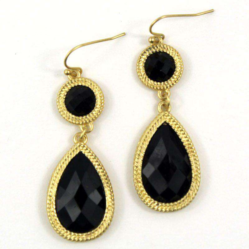 Gabie Double Drop Earring in Black by Caroline Hill - Country Club Prep