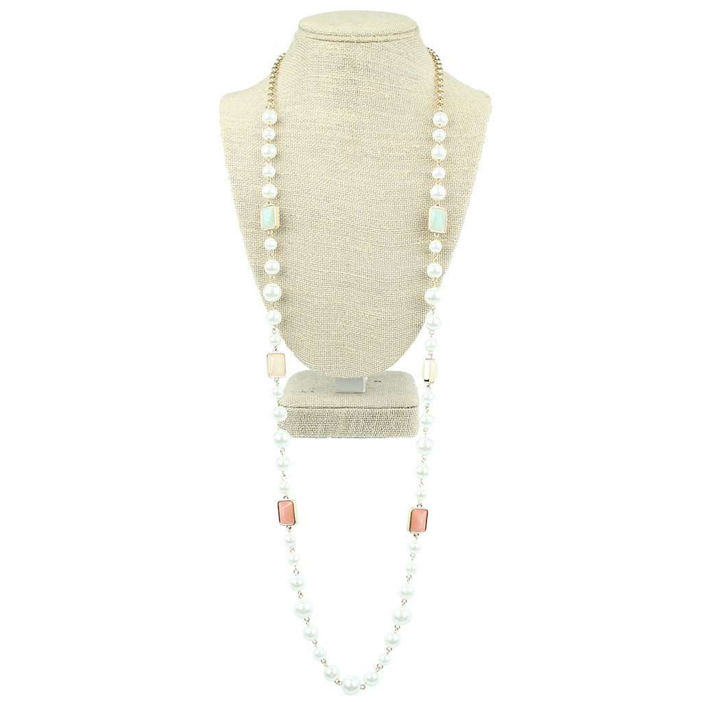 Glass Pearls & Square Beads Necklace in Multi by Country Club Prep - Country Club Prep