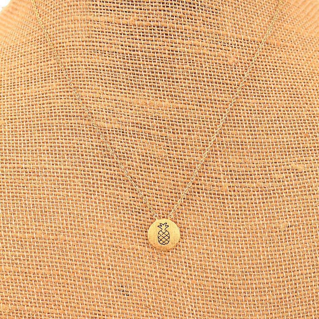 Gold Engraved Petite Pineapple Necklace by Country Club Prep - Country Club Prep