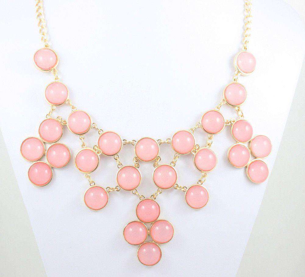 Jackie Bib Necklace in Frosted Pink by Caroline Hill - Country Club Prep