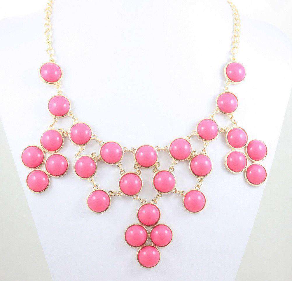 Jackie Bib Necklace in Hot Pink by Caroline Hill - Country Club Prep
