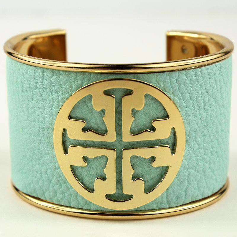 Large Medallion Cuff in Aqua by Caroline Hill - Country Club Prep