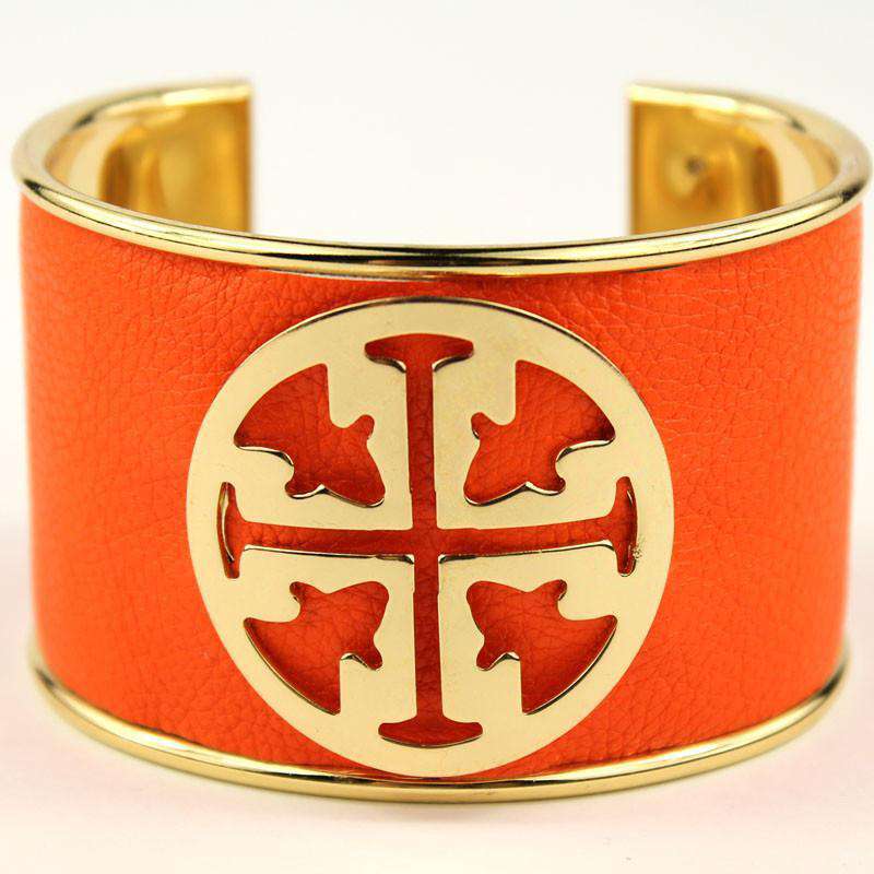 Large Medallion Cuff in Orange by Caroline Hill - Country Club Prep