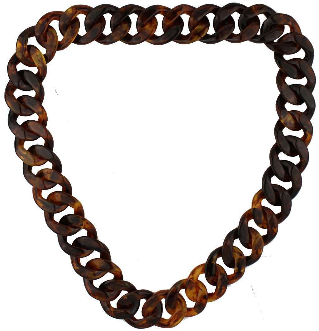 Long Shelby Necklace in Tortoise Shell by Fornash - Country Club Prep