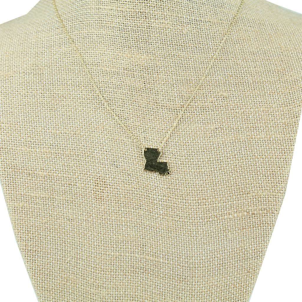Louisiana State Pendant Necklace in Gold by Country Club Prep - Country Club Prep