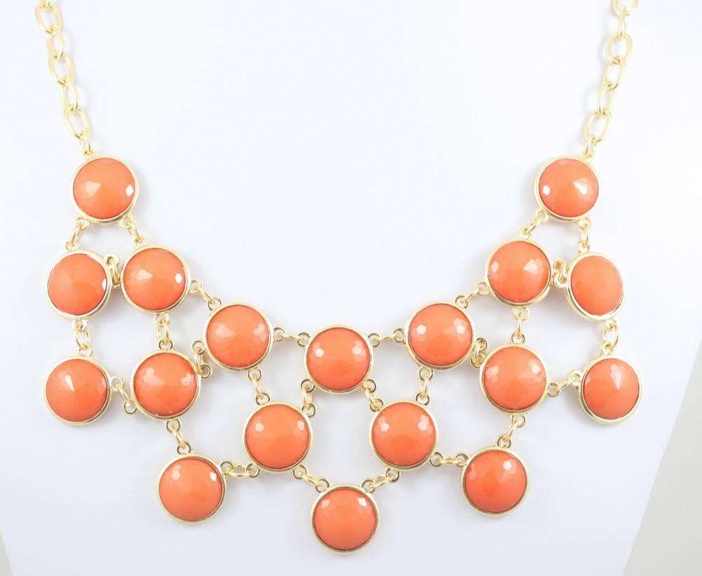 Maxwell Bib Necklace in Coral by Caroline Hill - Country Club Prep