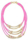 Multi-strand Bar and Cord Necklace in Hot Pink by Zenzii - Country Club Prep