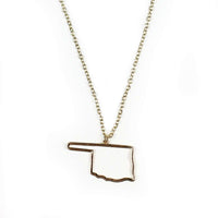 Oklahoma Silhouette Necklace in Gold by Country Club Prep - Country Club Prep