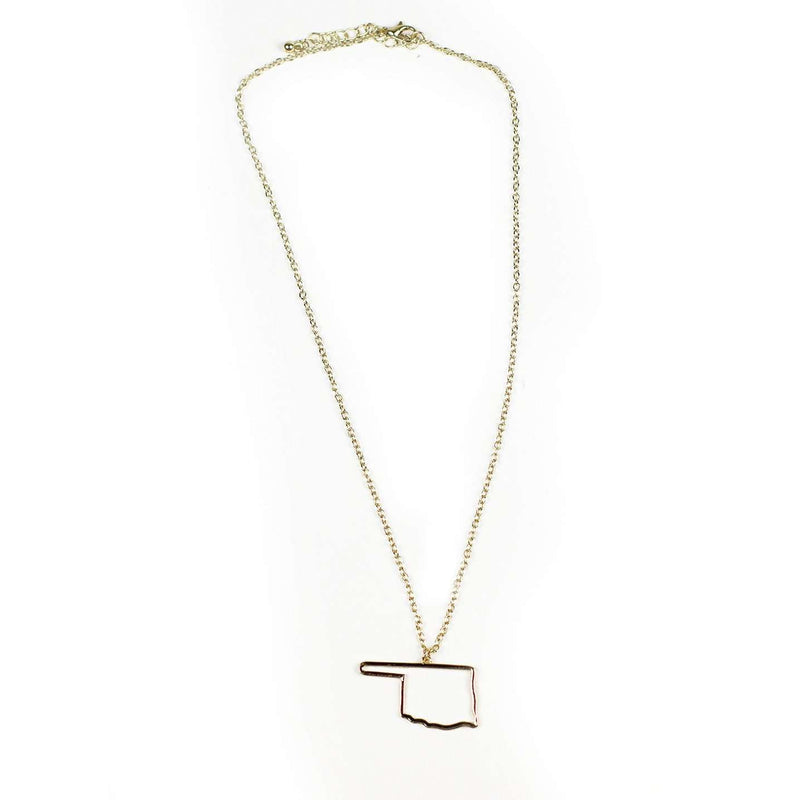 Oklahoma Silhouette Necklace in Gold by Country Club Prep - Country Club Prep