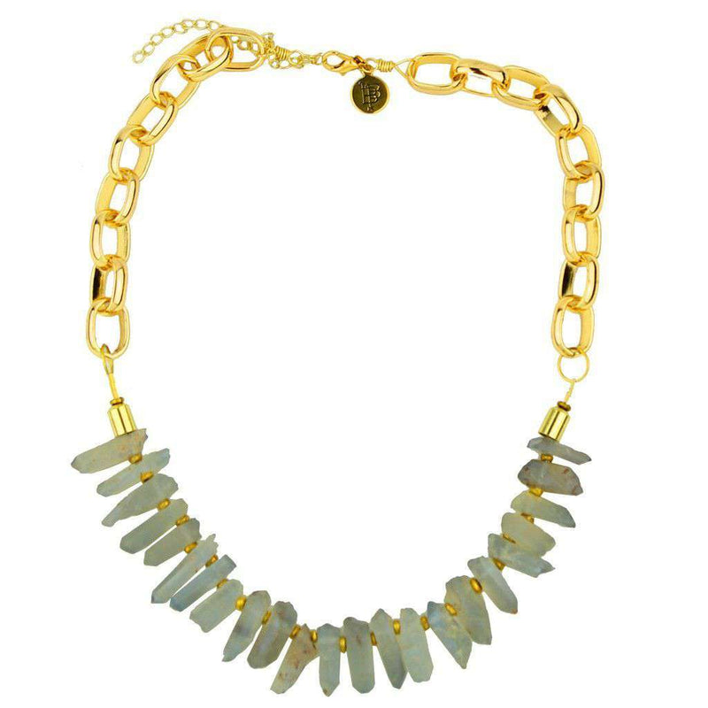 Small Quartz Shard Statement Necklace in Grey by Bourbon & Boweties - Country Club Prep